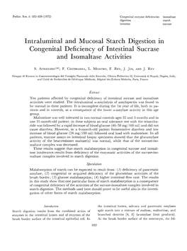 Intraluminal and Mucosal Starch Digestion in Congenital Deficiency of Intestinal Sucrase and Isomaltase Activities