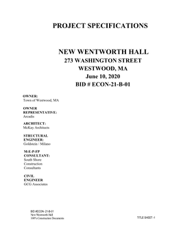 Project Specifications New Wentworth Hall