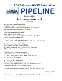 USS Caliente (AO-53) Association PIPELINE December 2009