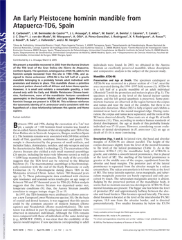 An Early Pleistocene Hominin Mandible from Atapuerca-TD6, Spain