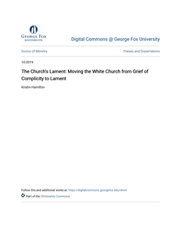 The Church's Lament: Moving the White Church from Grief of Complicity to Lament