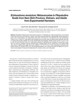 Echinostoma Revolutum: Metacercariae in Filopaludina Snails from Nam Dinh Province, Vietnam, and Adults from Experimental Hamsters