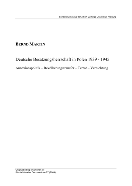 Deutsche Besatzungsherrschaft in Polen 1939 - 1945