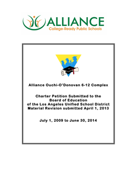 Alliance Ouchi-O'donovan 6-12 Complex Charter Petition Submitted