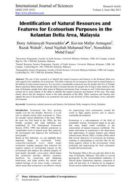 Identification of Natural Resources and Features for Ecotourism Purposes in the Kelantan Delta Area, Malaysia