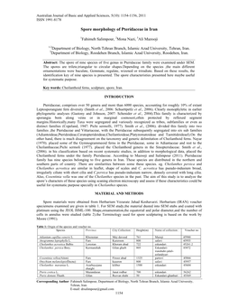 Spore Morphology of Pteridaceae in Iran