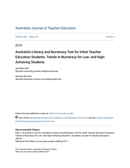 Australia's Literacy and Numeracy Test for Initial Teacher Education Students