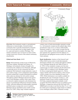 Rich Tamarack Swamp Communityrich Tamarack Abstract Swamp, Page 1