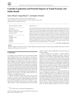 Cannabis Legalization and Potential Impacts on Nepali Economy and Public Health