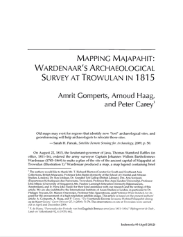 W Ardenaar's a Rchaeological Survey at Trowulan in 1815 Amrit Gomperts