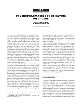 Psychopharmacology of Eating Disorders