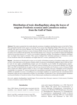 Distribution of Toxic Dinoflagellates Along the Leaves of Seagrass Posidonia Oceanica and Cymodocea Nodosa from the Gulf of Tunis