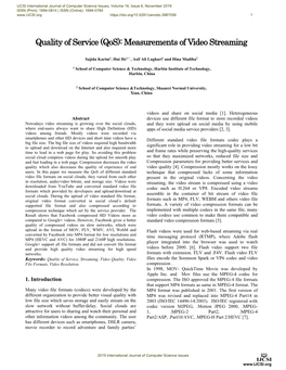 Quality of Service (Qos): Measurements of Video Streaming