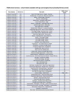 Tfgm School Services - School Tickets Available with Igo Card (Singles/Returns/Weekly/10-Trip Carnet)