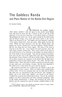 The Goddess Nanda and Place Names of the Nanda Devi Region