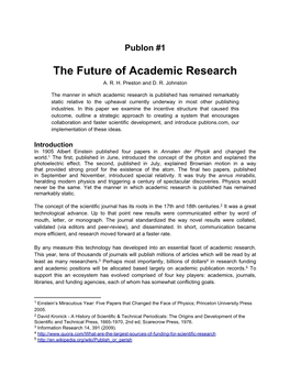 The Future of Academic Research A