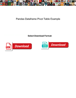 Pandas Dataframe Pivot Table Example