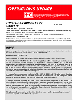 IFRC-Ethiopia Food Security (Appeal 2802)-Operations Update