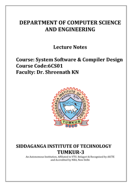 System Software and Compiler Design