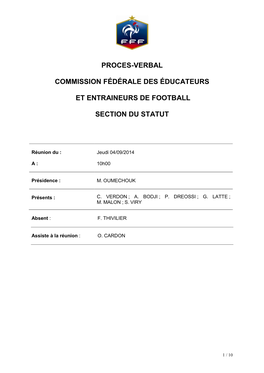 Proces-Verbal Commission Fédérale Des Éducateurs