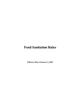 Food Sanitation Rules