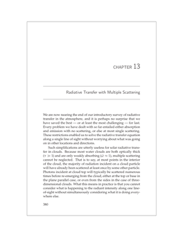 CHAPTER 13 Radiative Transfer with Multiple Scattering