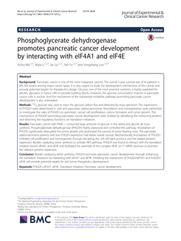 Phosphoglycerate Dehydrogenase Promotes Pancreatic Cancer