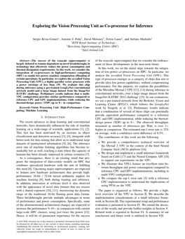 Exploring the Vision Processing Unit As Co-Processor for Inference