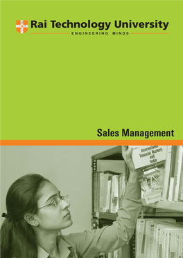 Sales Management Subject: SALES MANAGEMENT Credits: 4