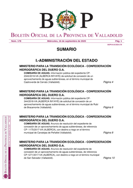 Sumario Boletín Oficial De La Provincia De Valladolid