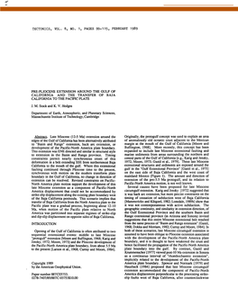 Prepliocene Extension Around the Gulf of California and the Transfer of Baja California to the Pacific Plate