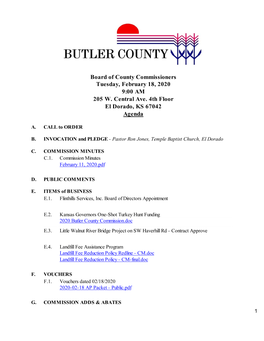 Board of County Commissioners Tuesday, February 18, 2020 9:00 AM 205 W