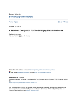 A Teacher's Companion for the Emerging Electric Orchestra