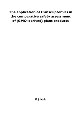 The Application of Transcriptomics in the Comparative Safety Assessment of (GMO-Derived) Plant Products