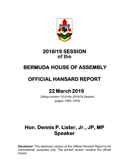 Official Hansard Report