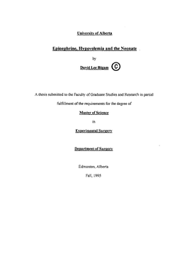 Epiaephrine, Hypovolemia and the Neonate