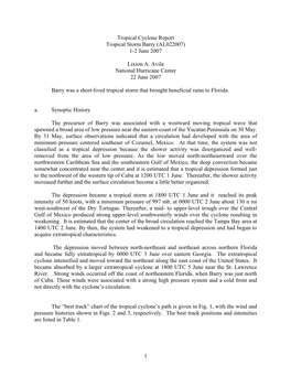 Tropical Cyclone Report Tropical Storm Barry (AL022007) 1-2 June 2007