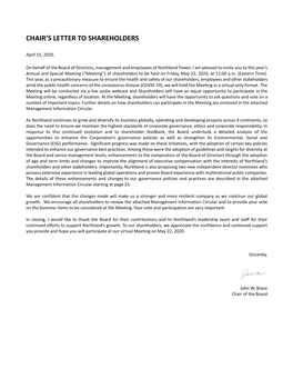 Chair's Letter to Shareholders
