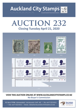 AUCTION 232 Closing Tuesday April 21, 2020