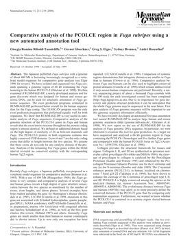 Comparative Analysis of the PCOLCE Region in Fugu Rubripes Using a New Automated Annotation Tool