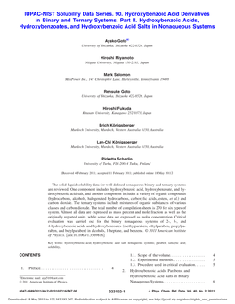 IUPAC-NIST Solubility Data Series. 90. Hydroxybenzoic Acid Derivatives in Binary and Ternary Systems