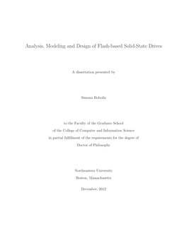 Analysis, Modeling and Design of Flash-Based Solid-State Drives