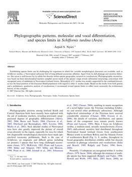 Phylogeographic Patterns, Molecular and Vocal Differentiation