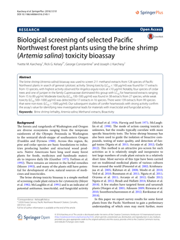 Artemia Salina) Toxicity Bioassay Yvette M