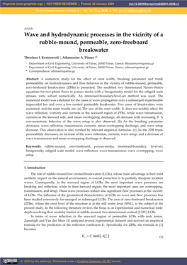 Wave and Hydrodynamic Processes in the Vicinity of a Rubble-Mound, Permeable, Zero-Freeboard Breakwater