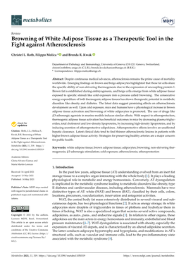 Browning of White Adipose Tissue As a Therapeutic Tool in the Fight Against Atherosclerosis