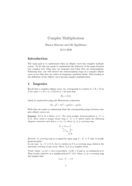 Complex Multiplication