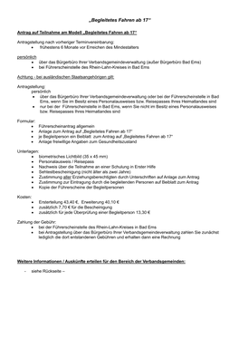Antrag Auf Teilnahme Am Modell „Begleitetes Fahren Ab 17“