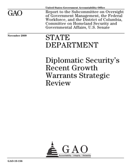 GAO-10-156 State Department: Diplomatic Security's Recent