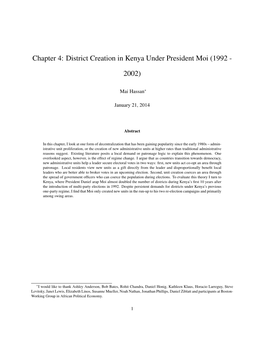 Chapter 4: District Creation in Kenya Under President Moi (1992